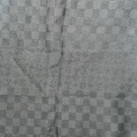 LOUIS VUITTON Black Cashmere Silk Damier LV Monogram Scarf - Picture 8 of 12